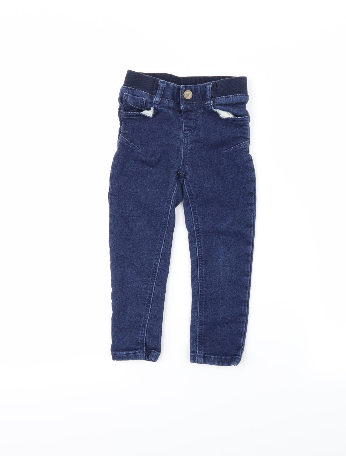 Preworn Girls Blue Ikat  Straight Jeans Size 2-3 Years