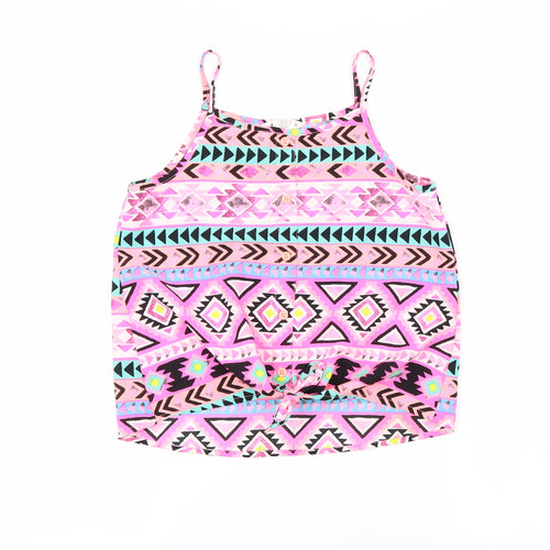 Primark Girls Pink Argyle/Diamond  Cropped Blouse Size 10 Years