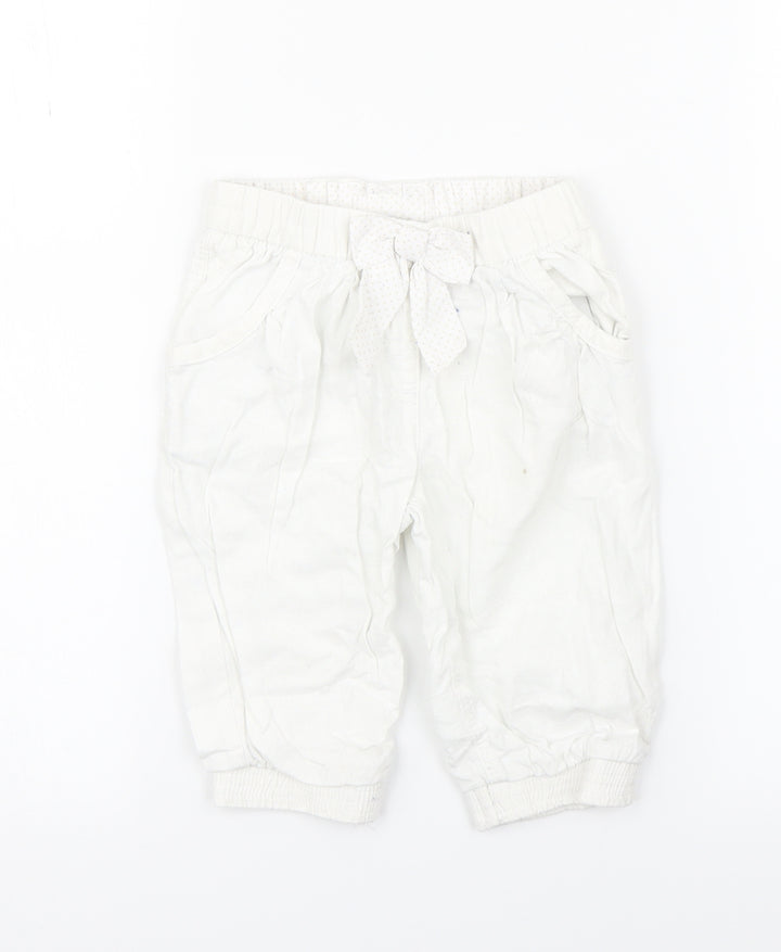 Preworn Girls White Floral  Bloomer Trousers Size 2-3 Years
