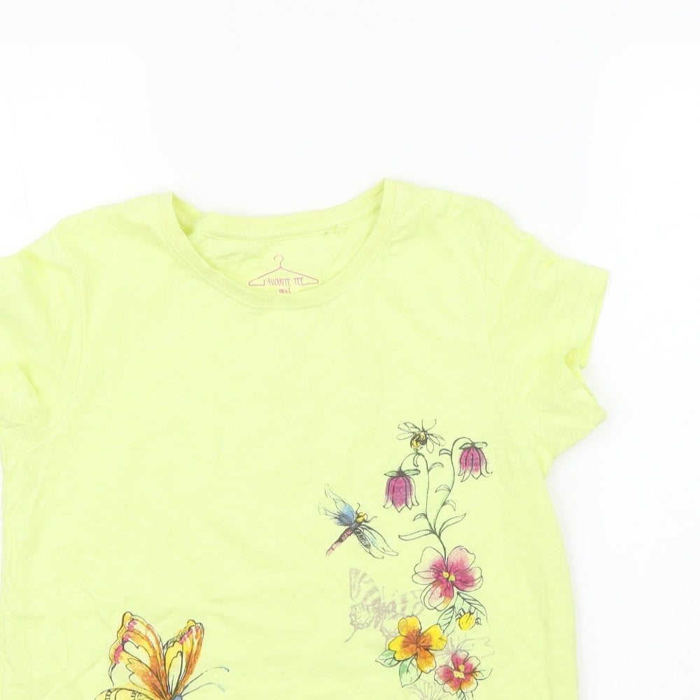 NEXT Girls Yellow Floral  Pullover T-Shirt Size 12 Years