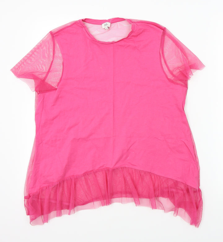 River Island Womens Pink   Basic Blouse Size 10  - sheer back
