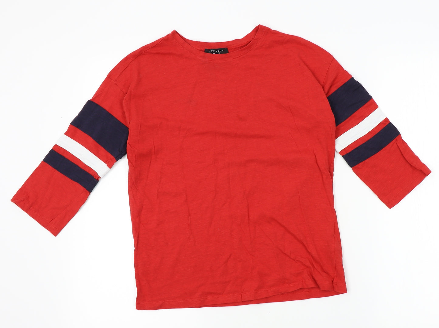 New Look Womens Red Striped  Basic T-Shirt Size 6