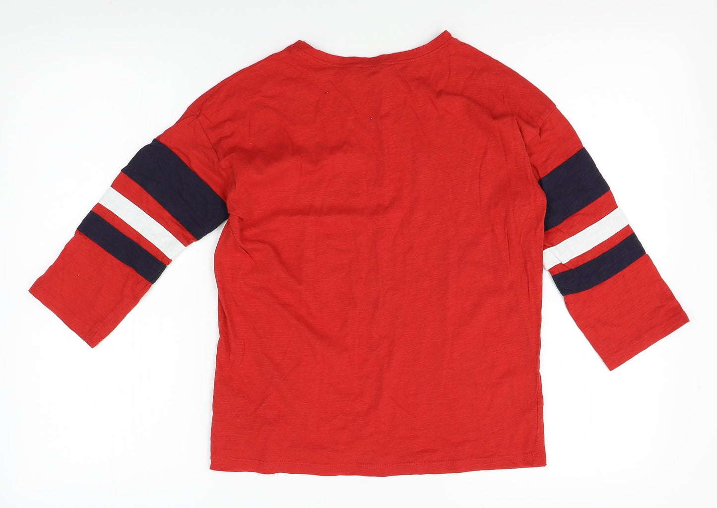 New Look Womens Red Striped  Basic T-Shirt Size 6
