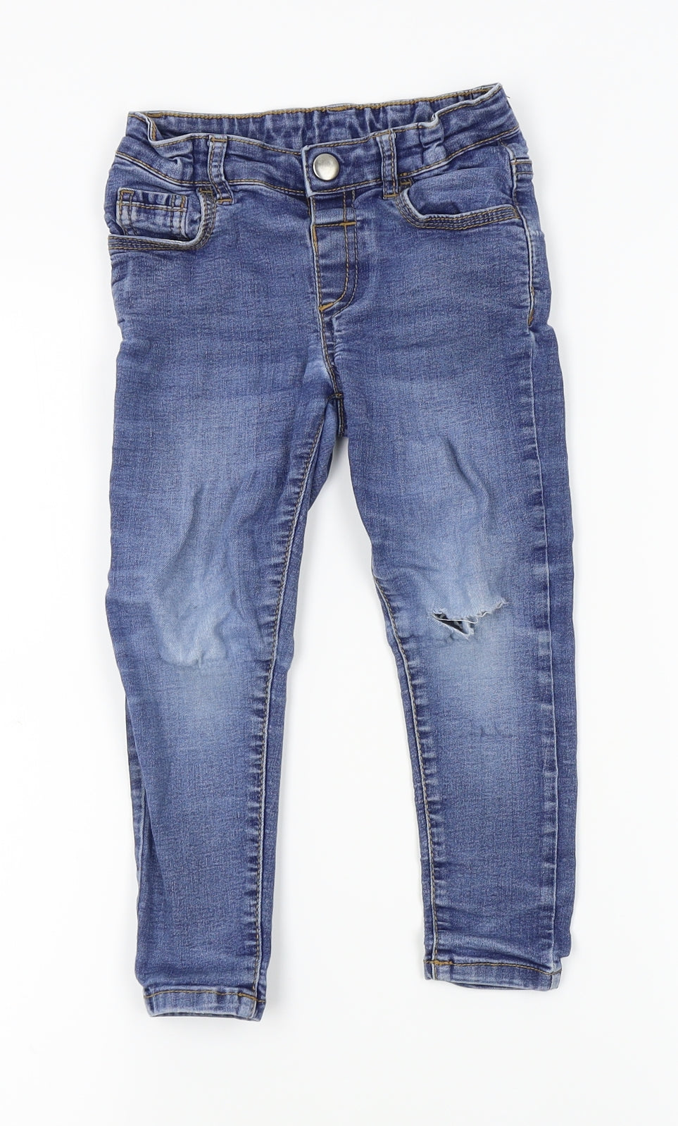 Nutmeg Boys Blue   Straight Jeans Size 3-4 Years - Distressed, hole in knee