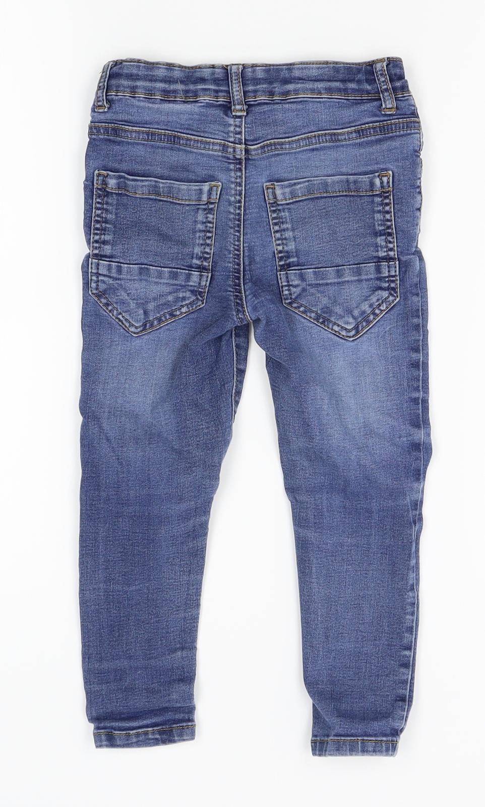 Nutmeg Boys Blue   Straight Jeans Size 3-4 Years - Distressed, hole in knee