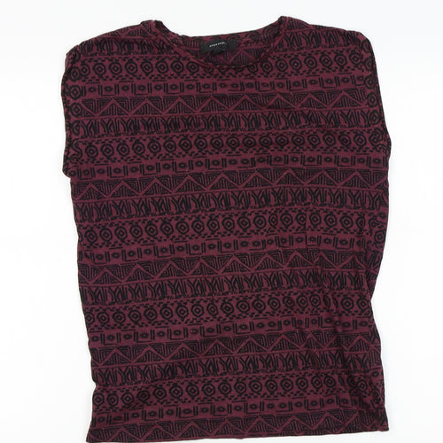 Atmosphere Womens Red Fair Isle  Basic T-Shirt Size 10