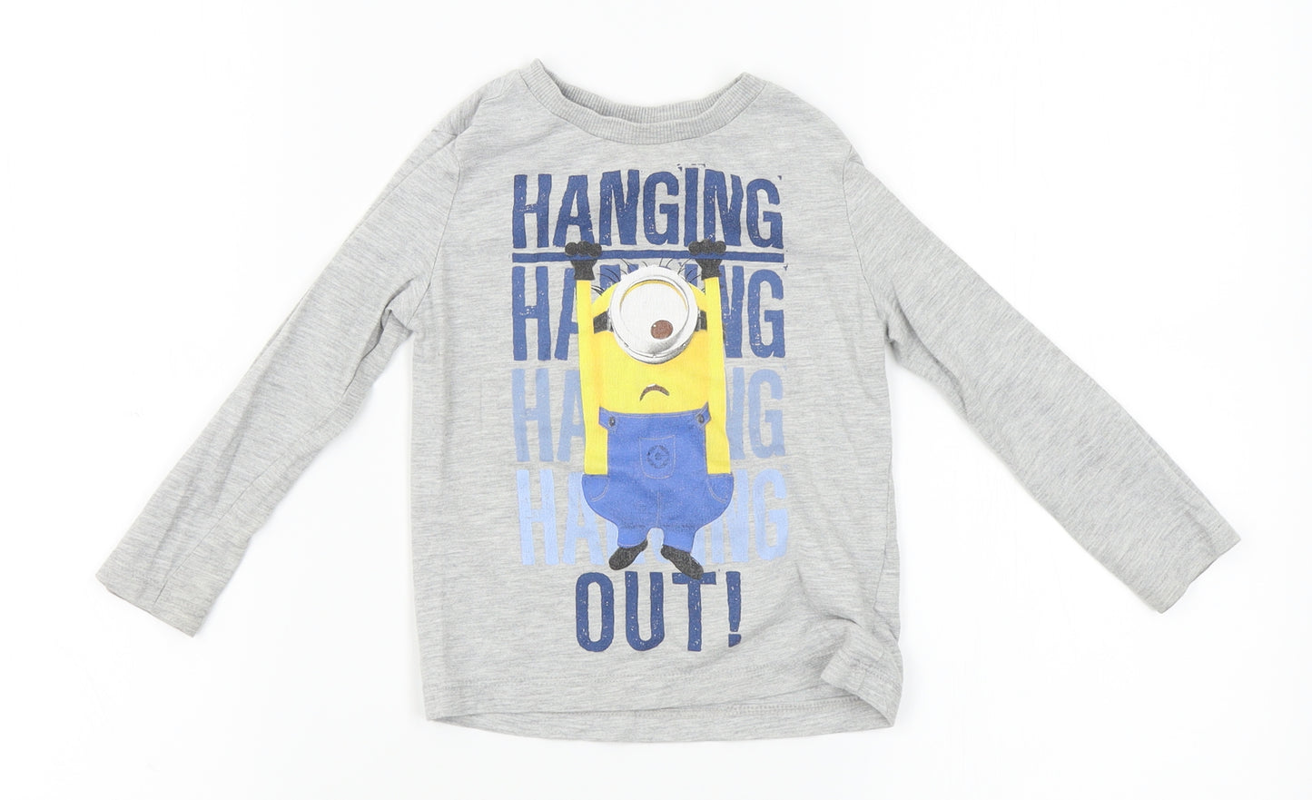 Minion made Boys Grey   Basic T-Shirt Size 3-4 Years  - minions, despicable me