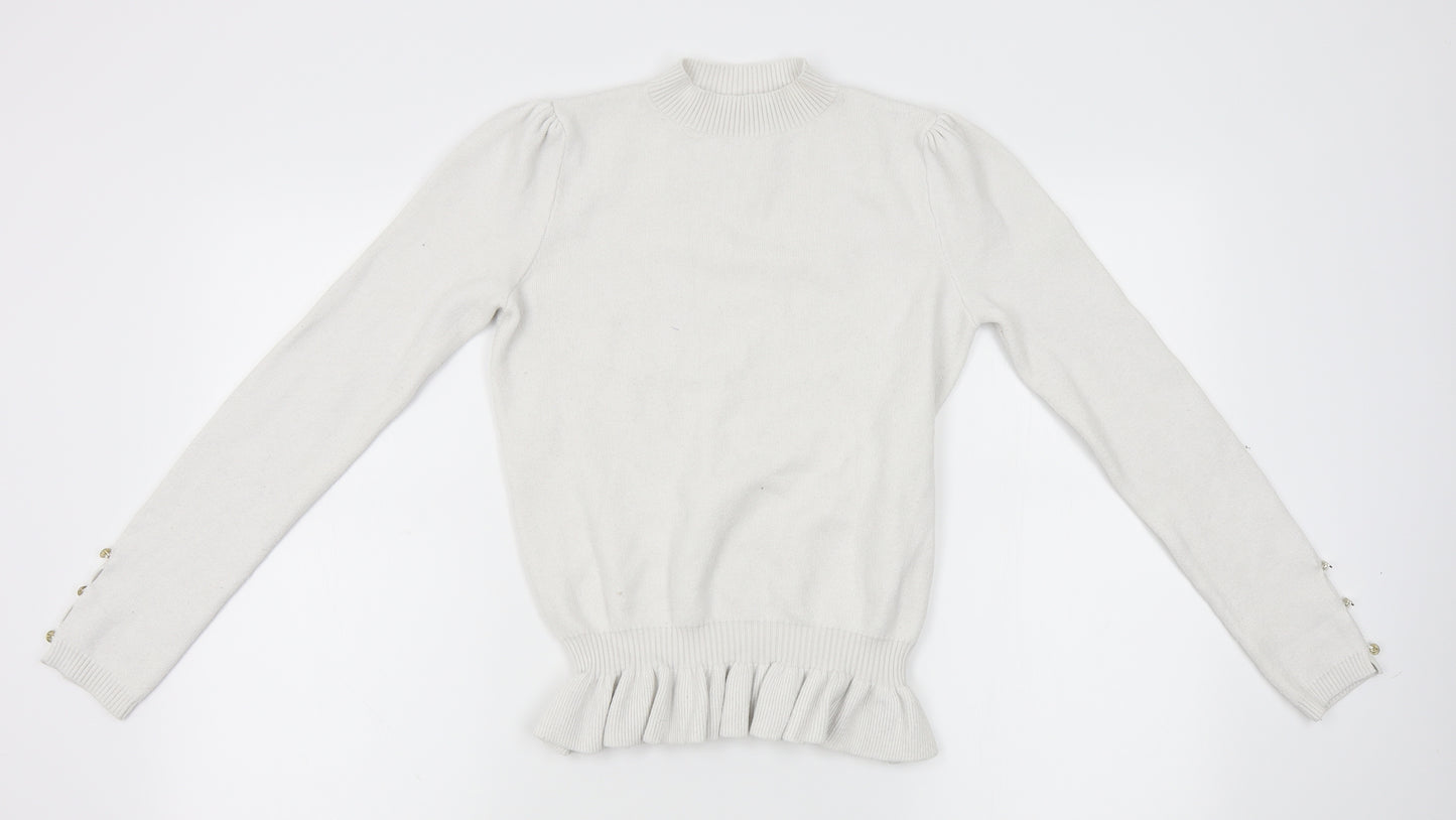 Mademoiselle Womens White   Pullover Jumper Size S