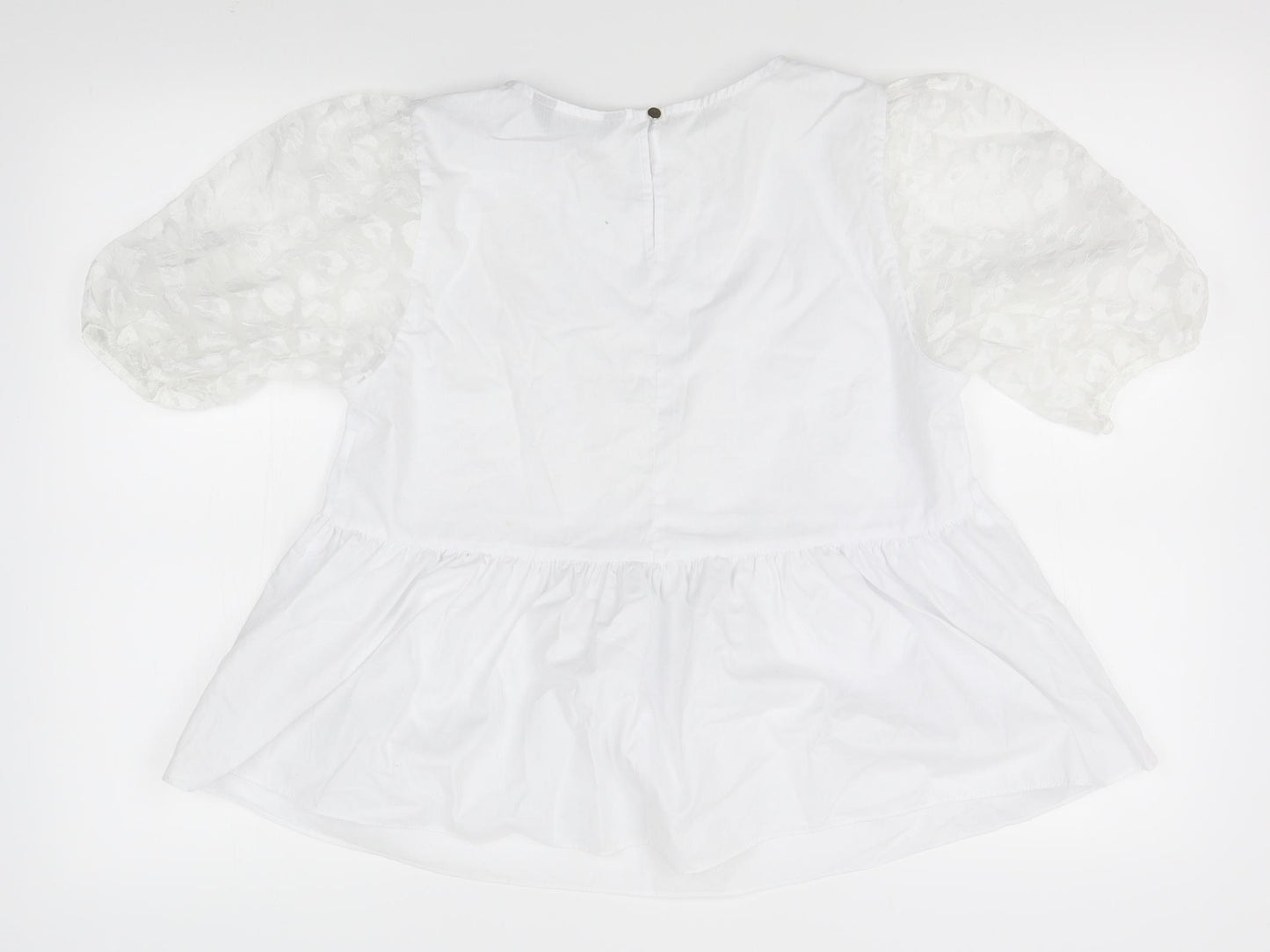 F&F Womens White   Basic Blouse Size 10  - sheer shoulders