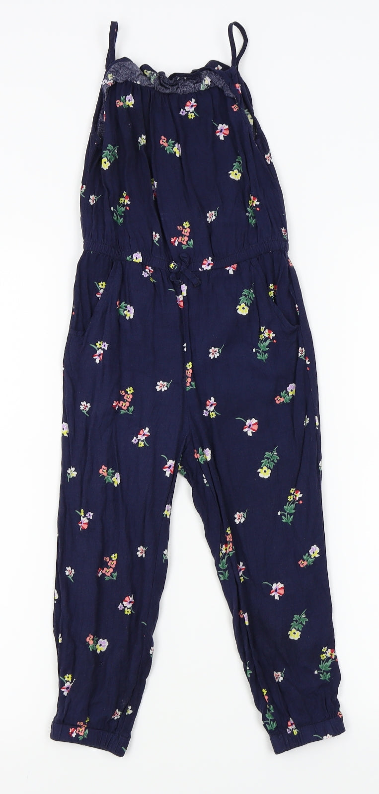 H&M Girls Blue Floral  Dungaree One-Piece Size 3-4 Years