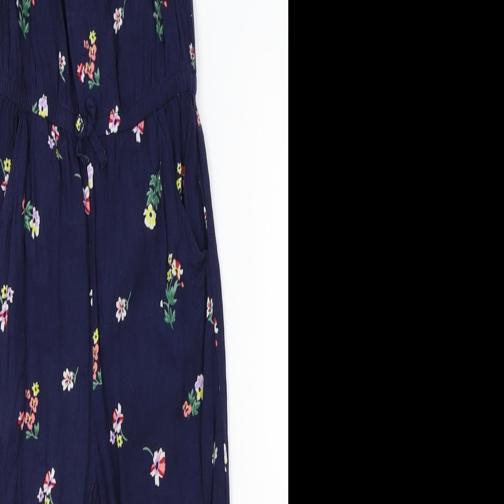 H&M Girls Blue Floral  Dungaree One-Piece Size 3-4 Years