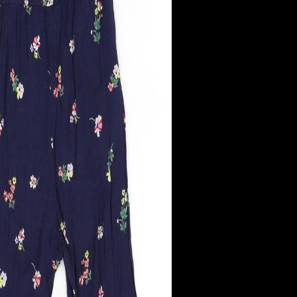 H&M Girls Blue Floral  Dungaree One-Piece Size 3-4 Years