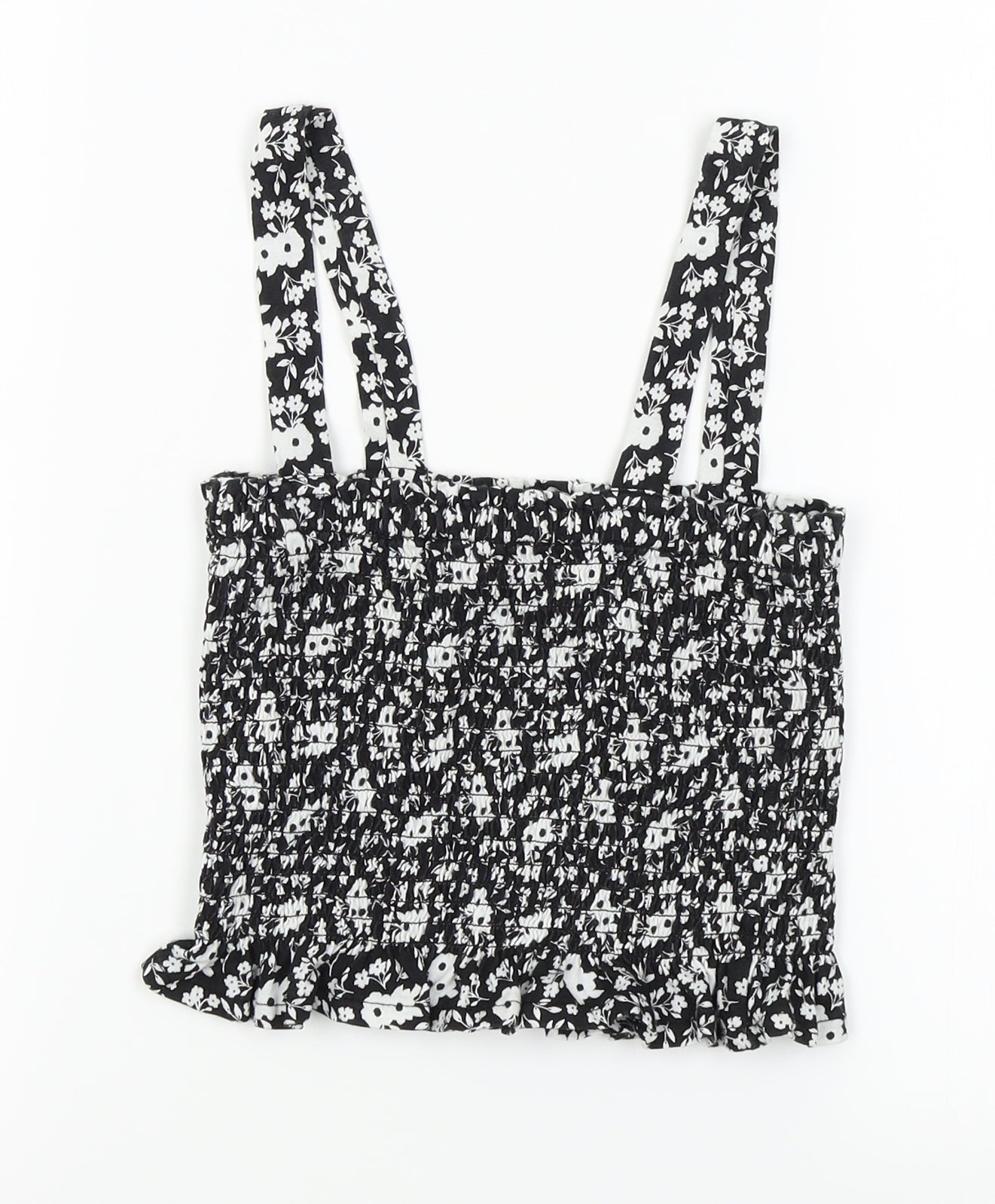Primark Womens Black Floral  Cropped Tank Size XS