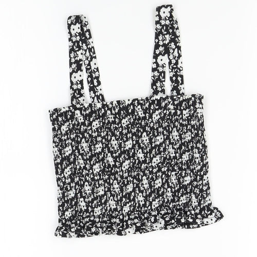 Primark Womens Black Floral  Cropped Tank Size XS