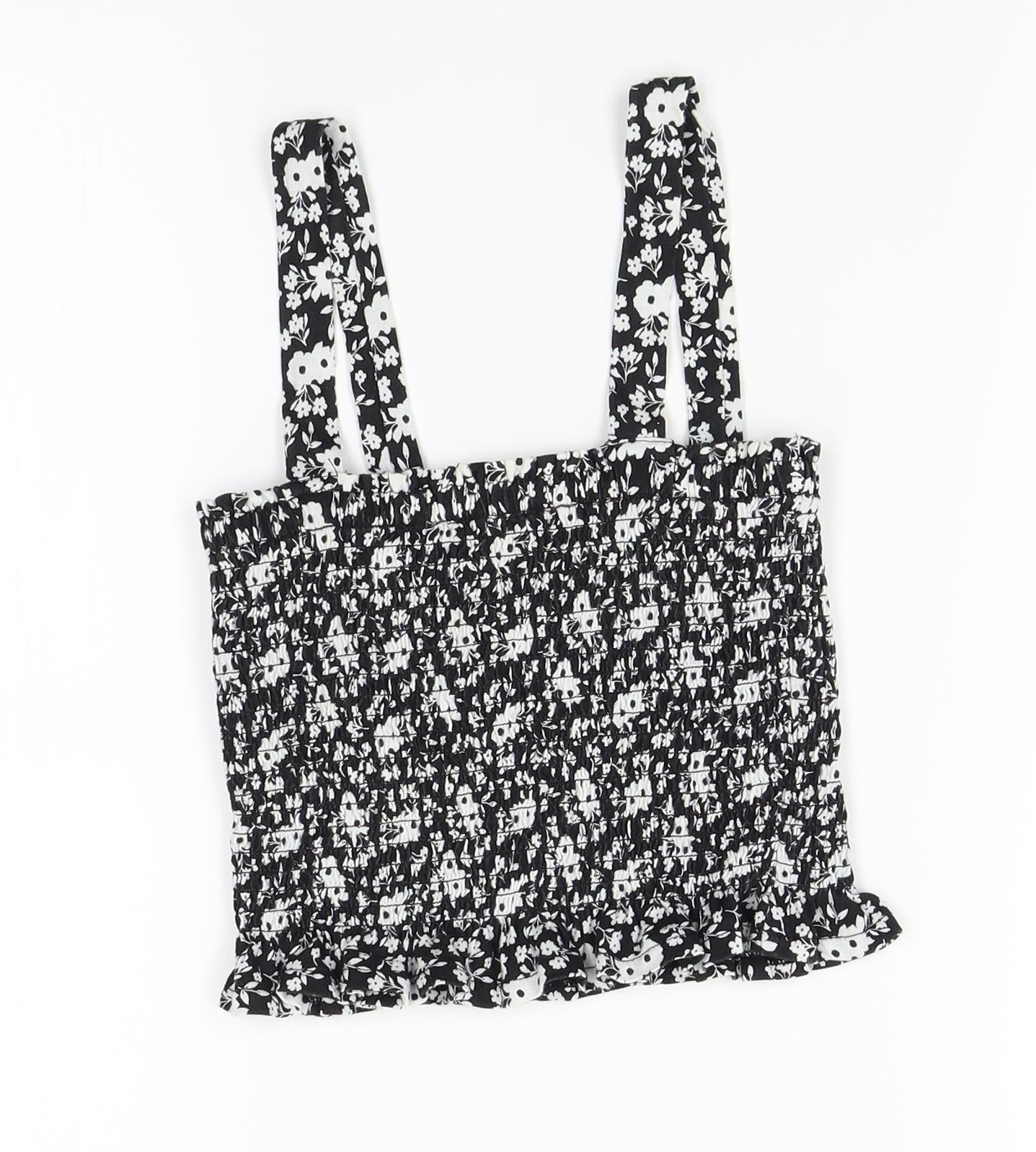 Primark Womens Black Floral  Cropped Tank Size XS