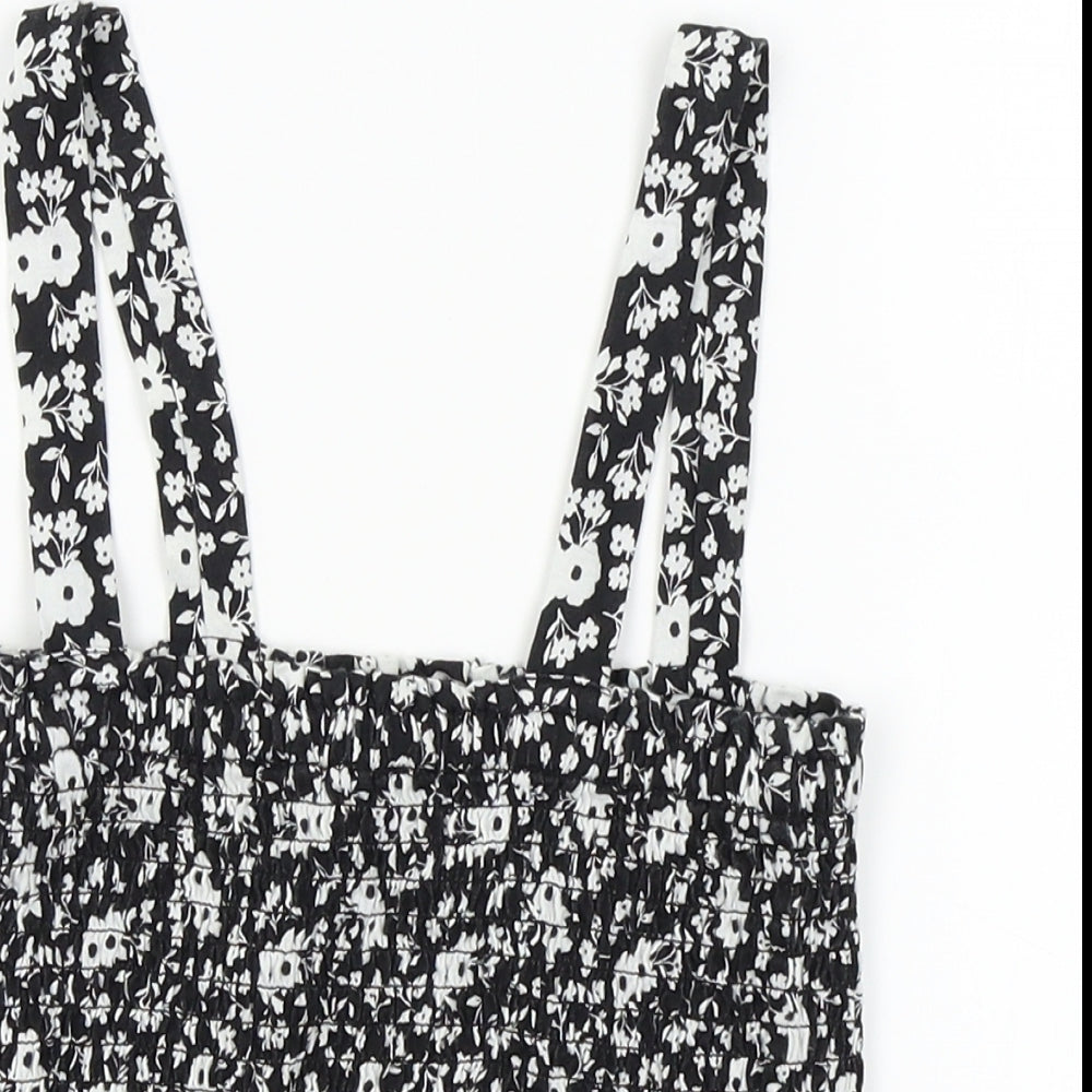 Primark Womens Black Floral  Cropped Tank Size XS