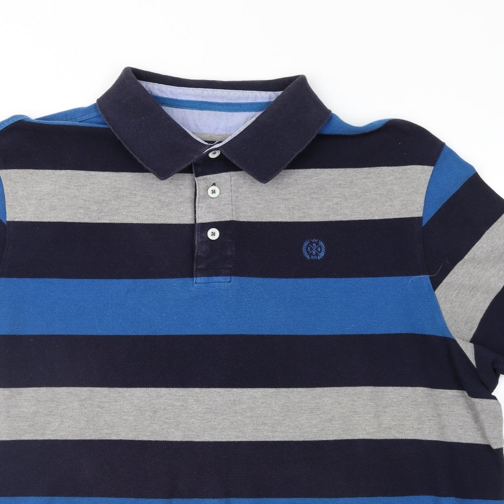 Blue Harbour Mens Blue Striped   Polo Size XL