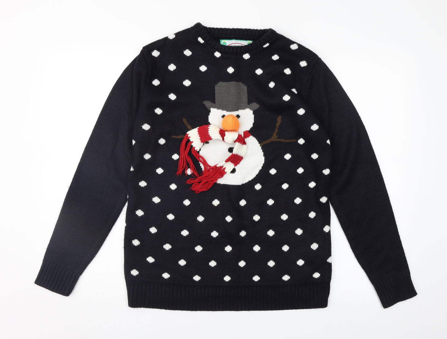 Cedar Wood State Mens Blue Polka Dot Knit Pullover Jumper Size M  - CHRISTMAS