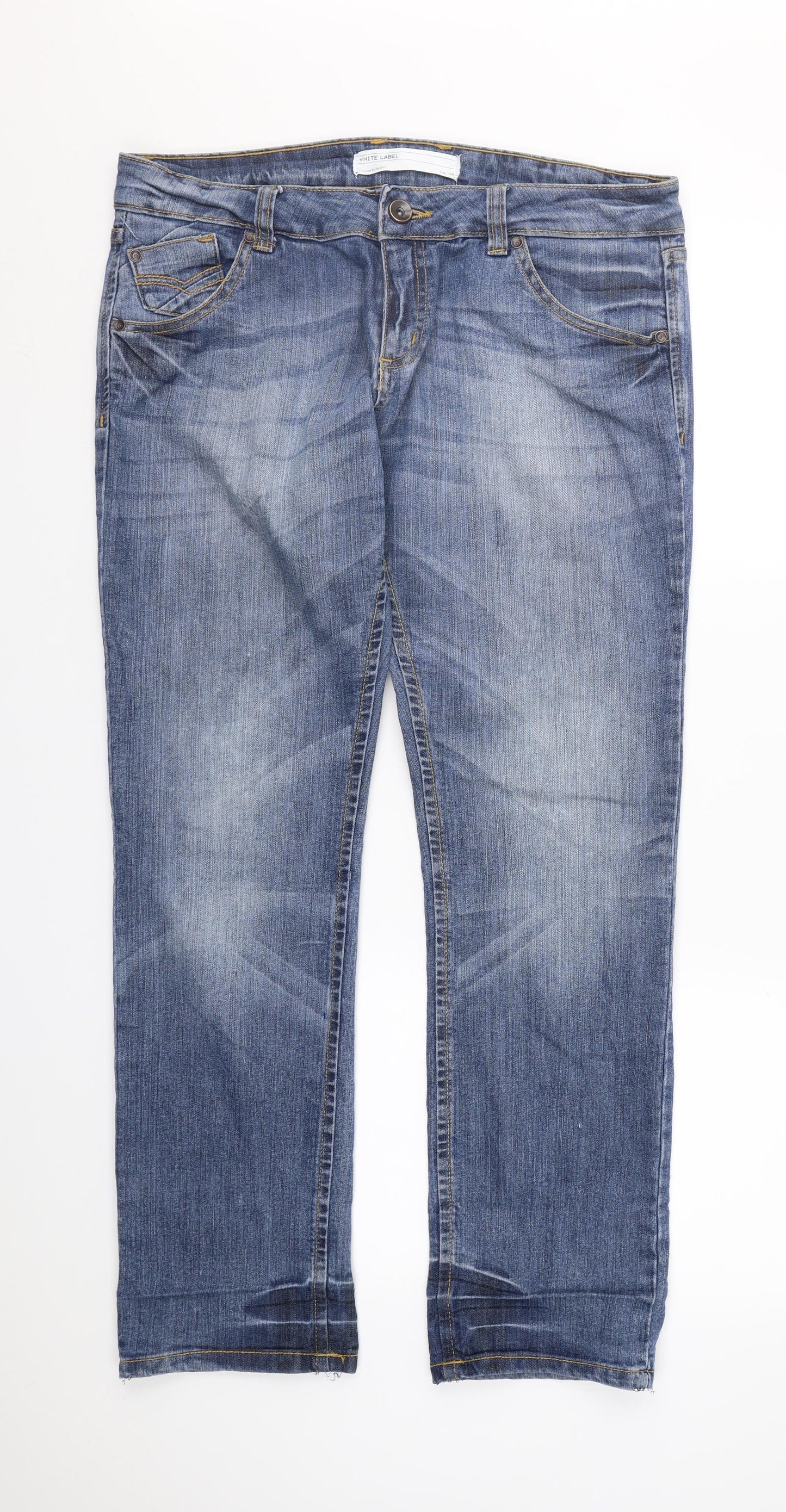WHITE LABEL Womens Blue  Denim Straight Jeans Size 14 L30 in