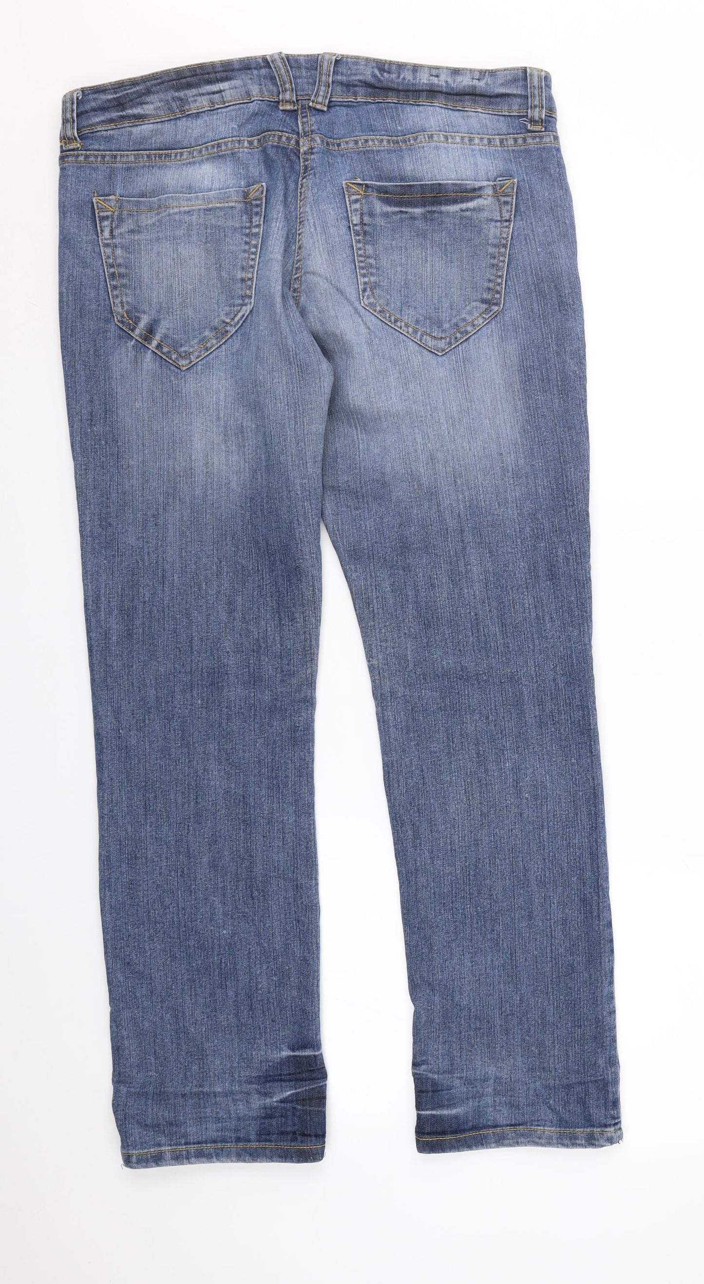 WHITE LABEL Womens Blue  Denim Straight Jeans Size 14 L30 in