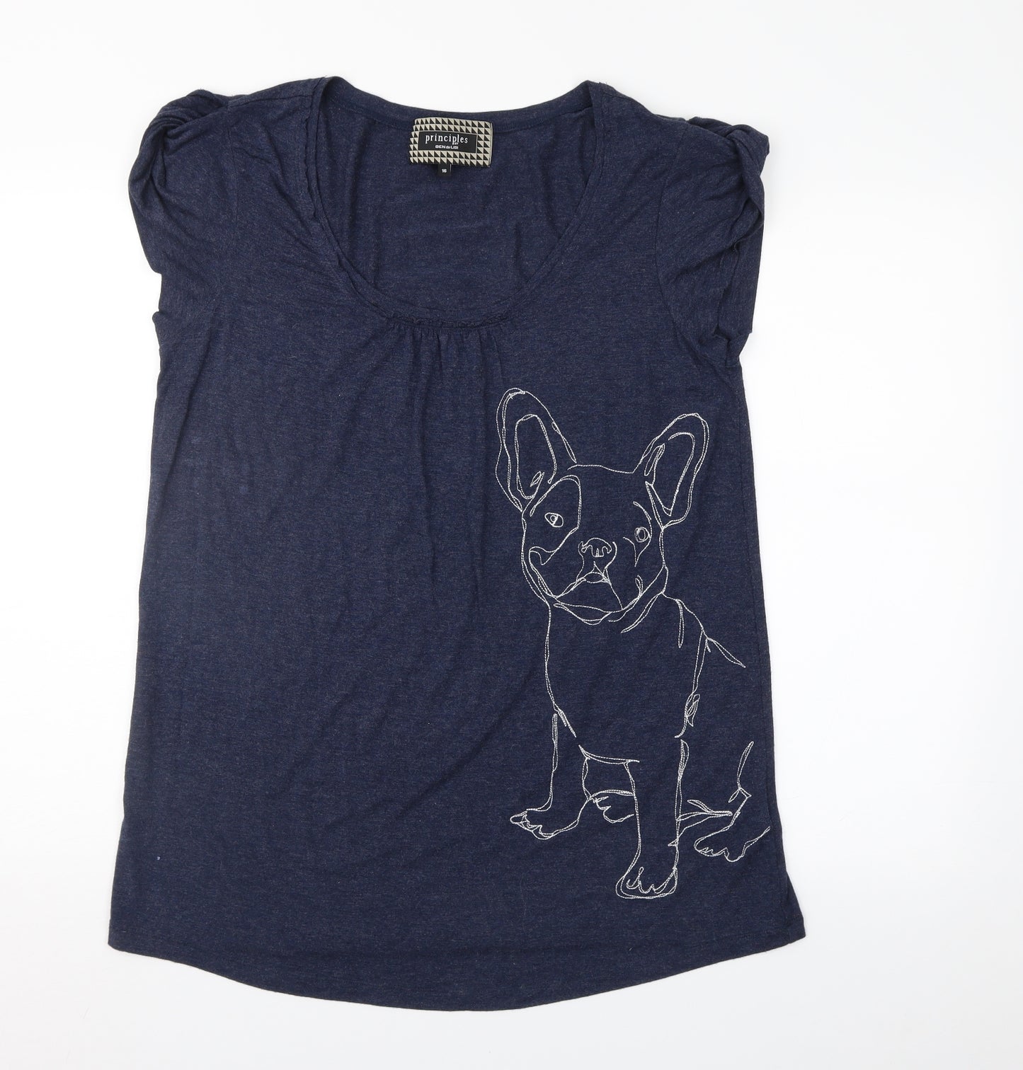 Principles Womens Blue   Basic T-Shirt Size 16  - DOG