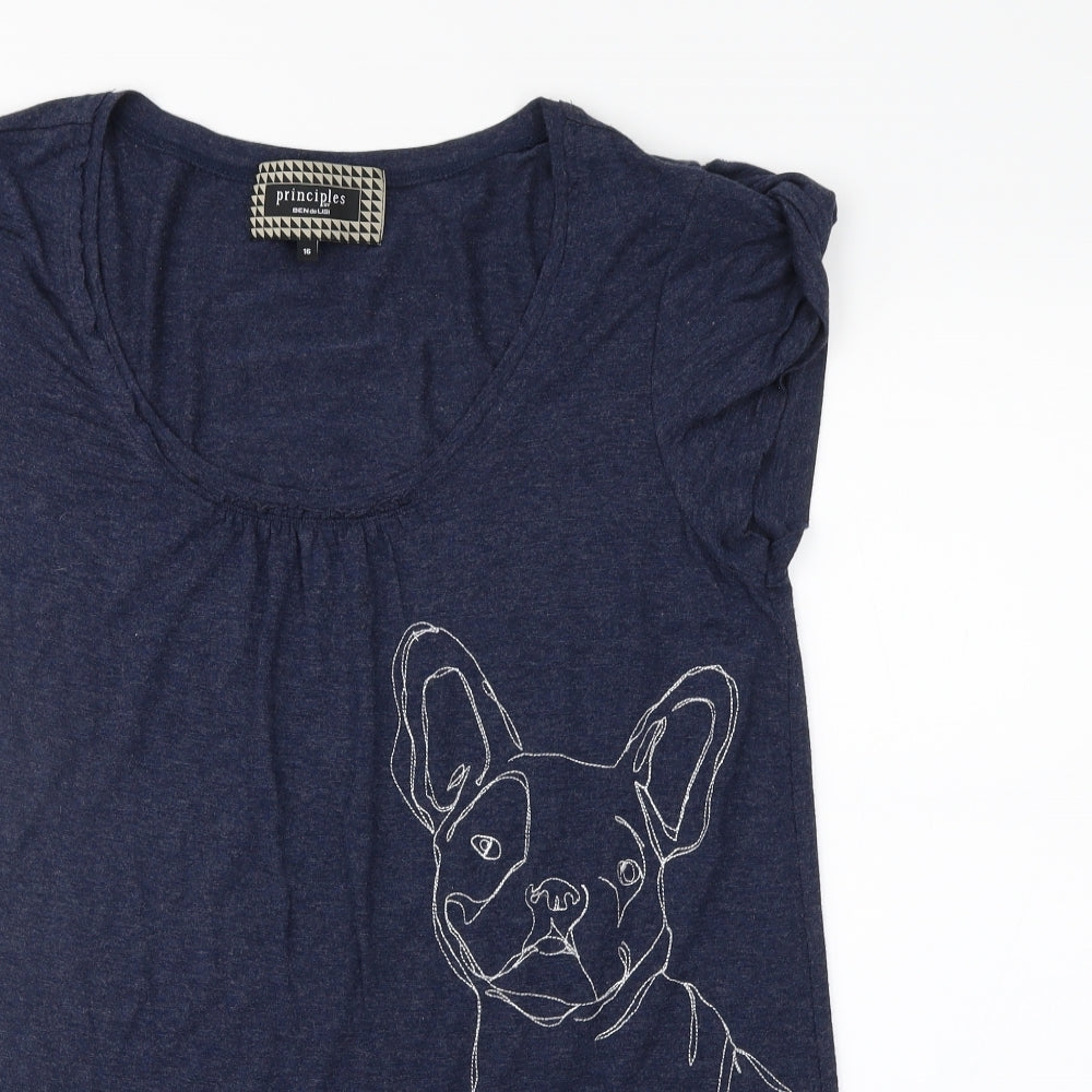 Principles Womens Blue   Basic T-Shirt Size 16  - DOG