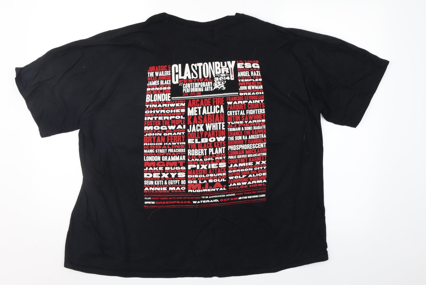 Gildan Womens Black  Jersey Basic T-Shirt Size XL  - Glastonbury Festival 2014