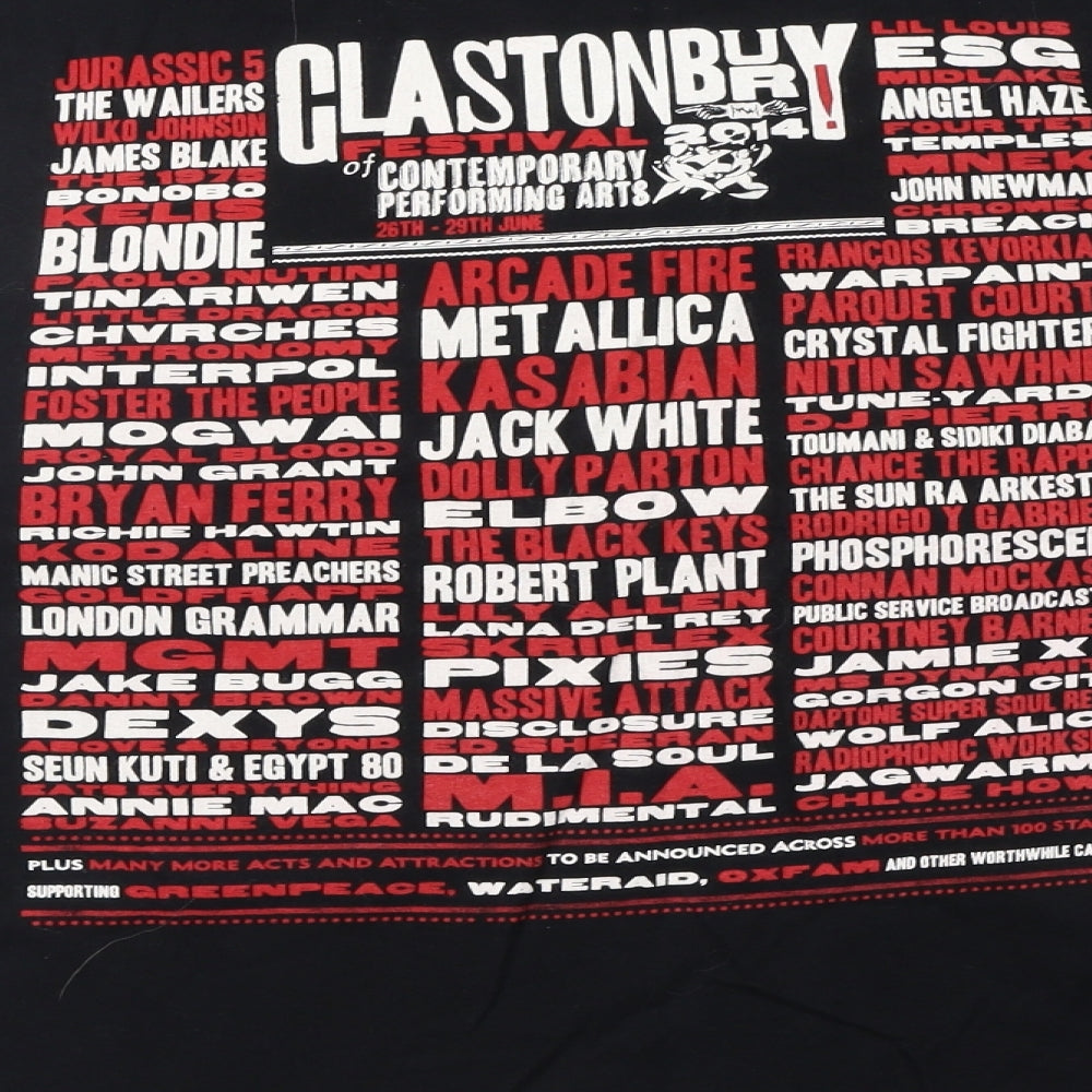 Gildan Womens Black  Jersey Basic T-Shirt Size XL  - Glastonbury Festival 2014