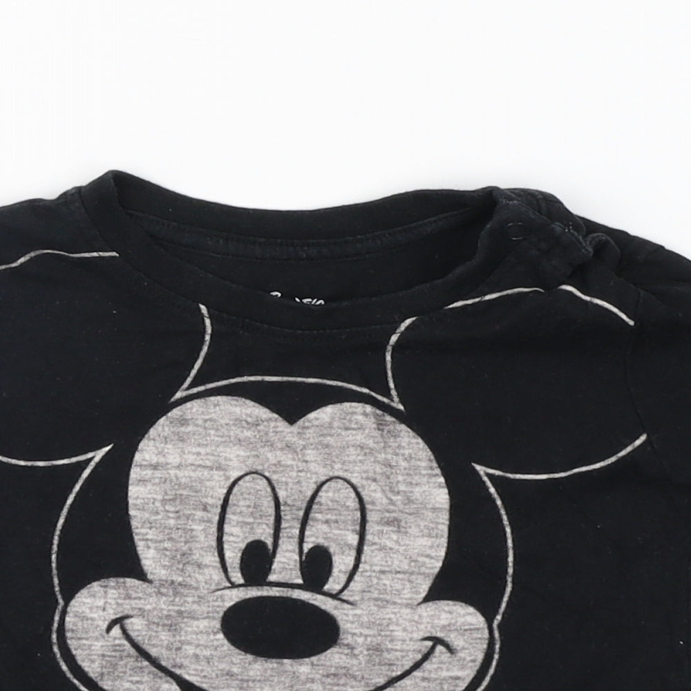 Dinsey Baby Black  Jersey Basic T-Shirt Size 6-9 Months  - Mickey Mouse