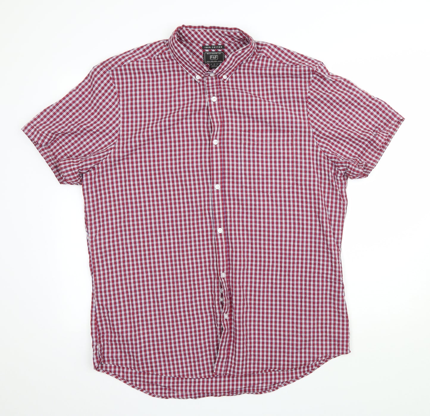 F&F Mens Red Check   Button-Up Size XL