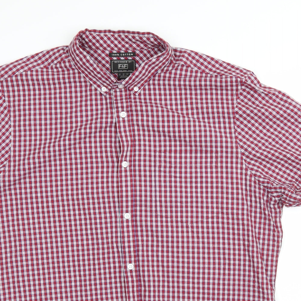 F&F Mens Red Check   Button-Up Size XL