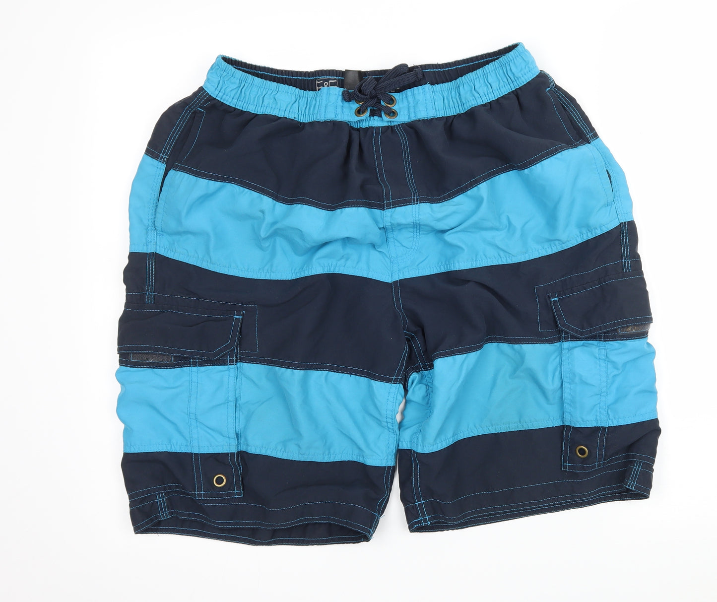 F&F Mens Blue Striped  Sweat Shorts Size L