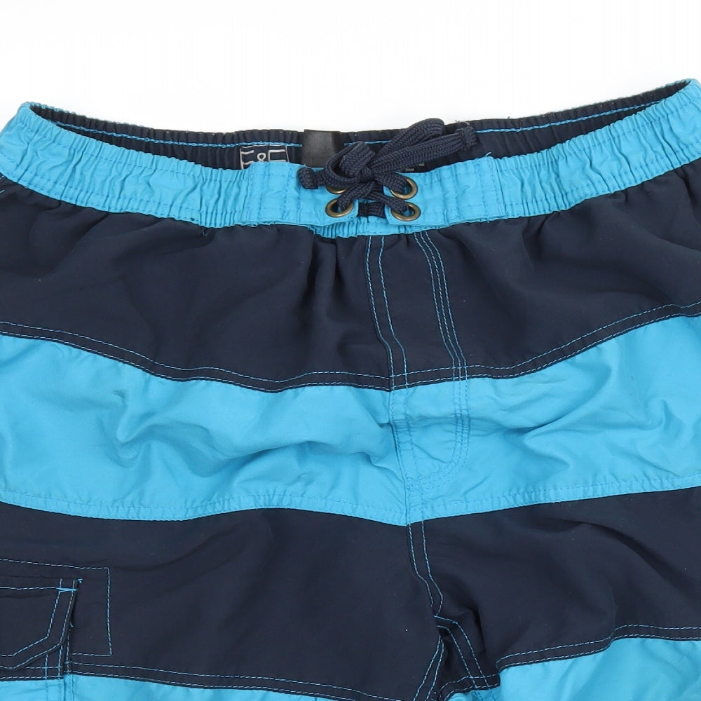 F&F Mens Blue Striped  Sweat Shorts Size L