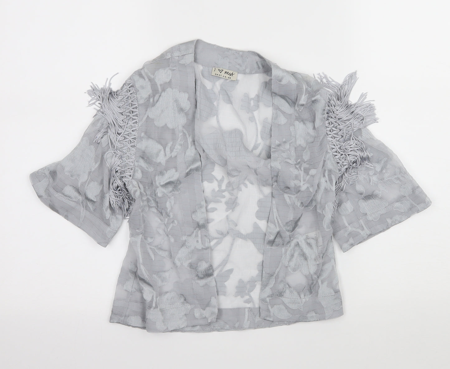 NEXT Girls Grey Floral Chiffon Kimono Jacket Size 7 Years