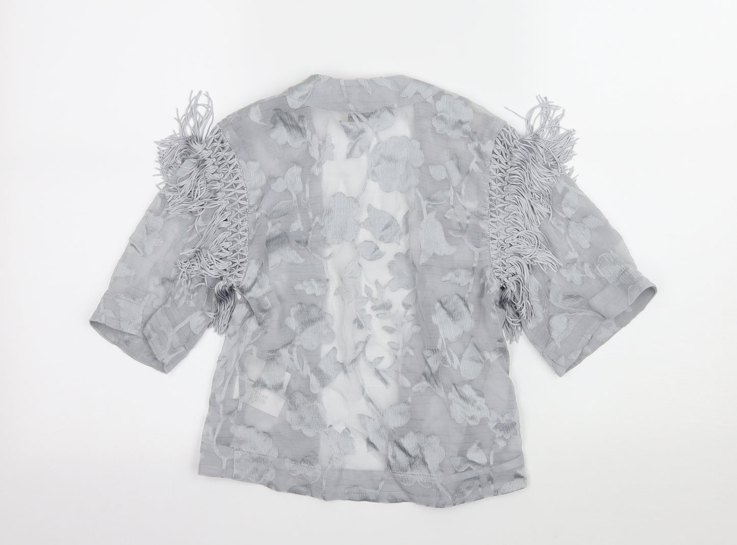 NEXT Girls Grey Floral Chiffon Kimono Jacket Size 7 Years