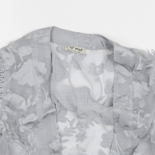 NEXT Girls Grey Floral Chiffon Kimono Jacket Size 7 Years