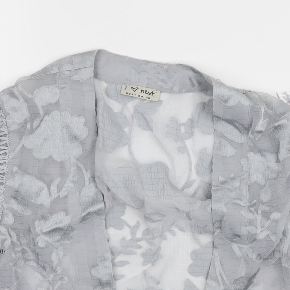 NEXT Girls Grey Floral Chiffon Kimono Jacket Size 7 Years