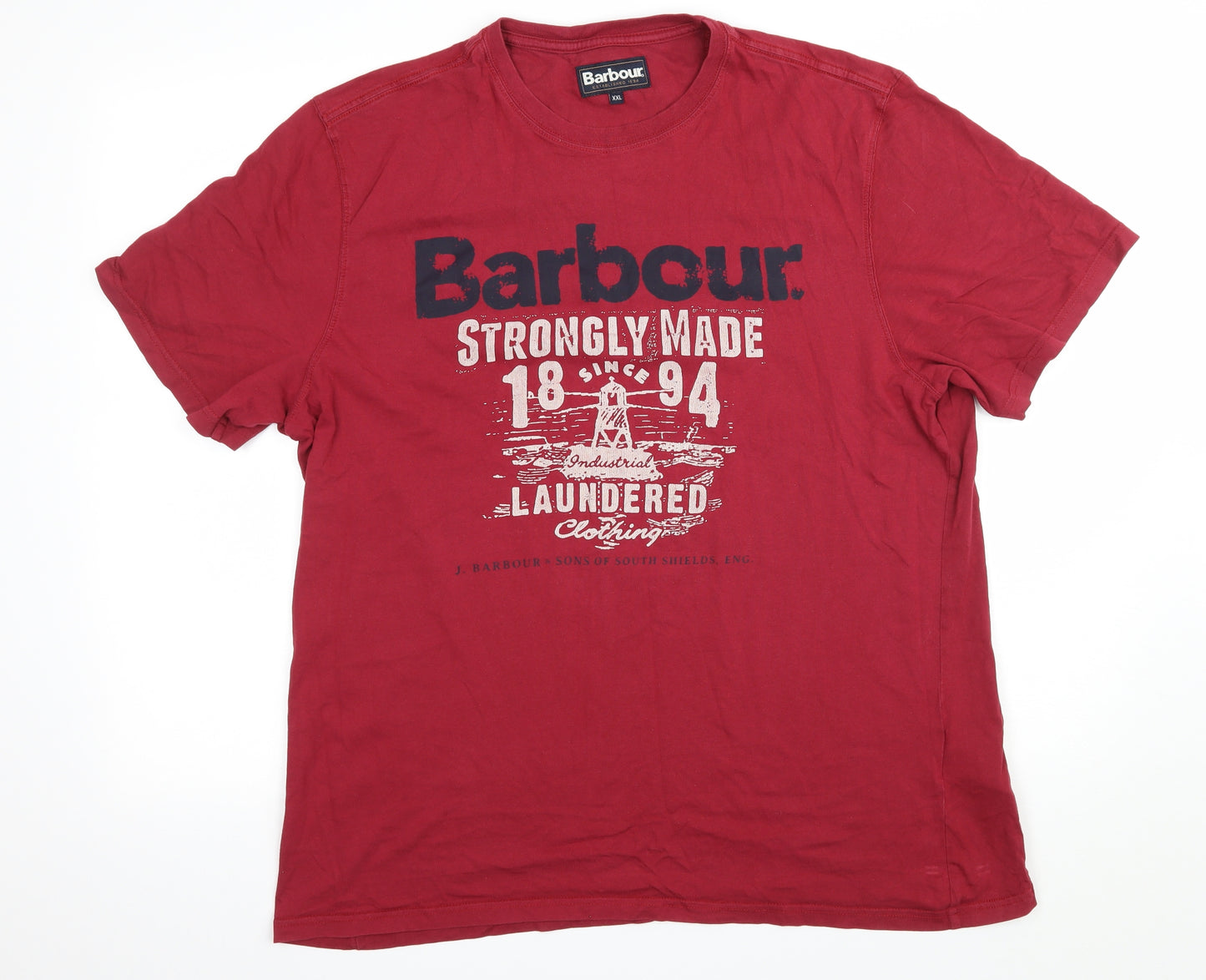 Barbour Mens Red  Jersey  T-Shirt Size 2XL
