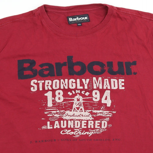Barbour Mens Red  Jersey  T-Shirt Size 2XL
