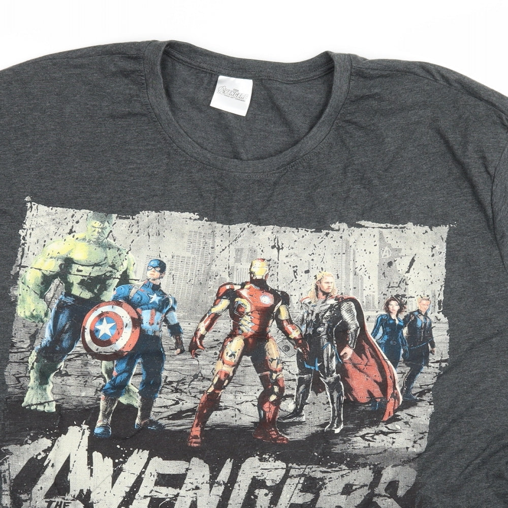 Avengers Mens Grey Geometric Jersey  T-Shirt Size 2XL