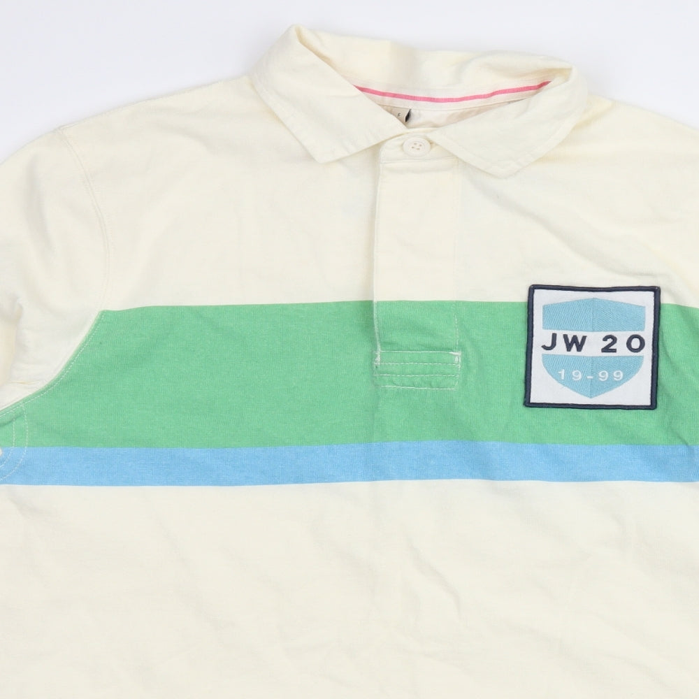 Jack Wills Mens Ivory Striped Jersey  Polo Size S