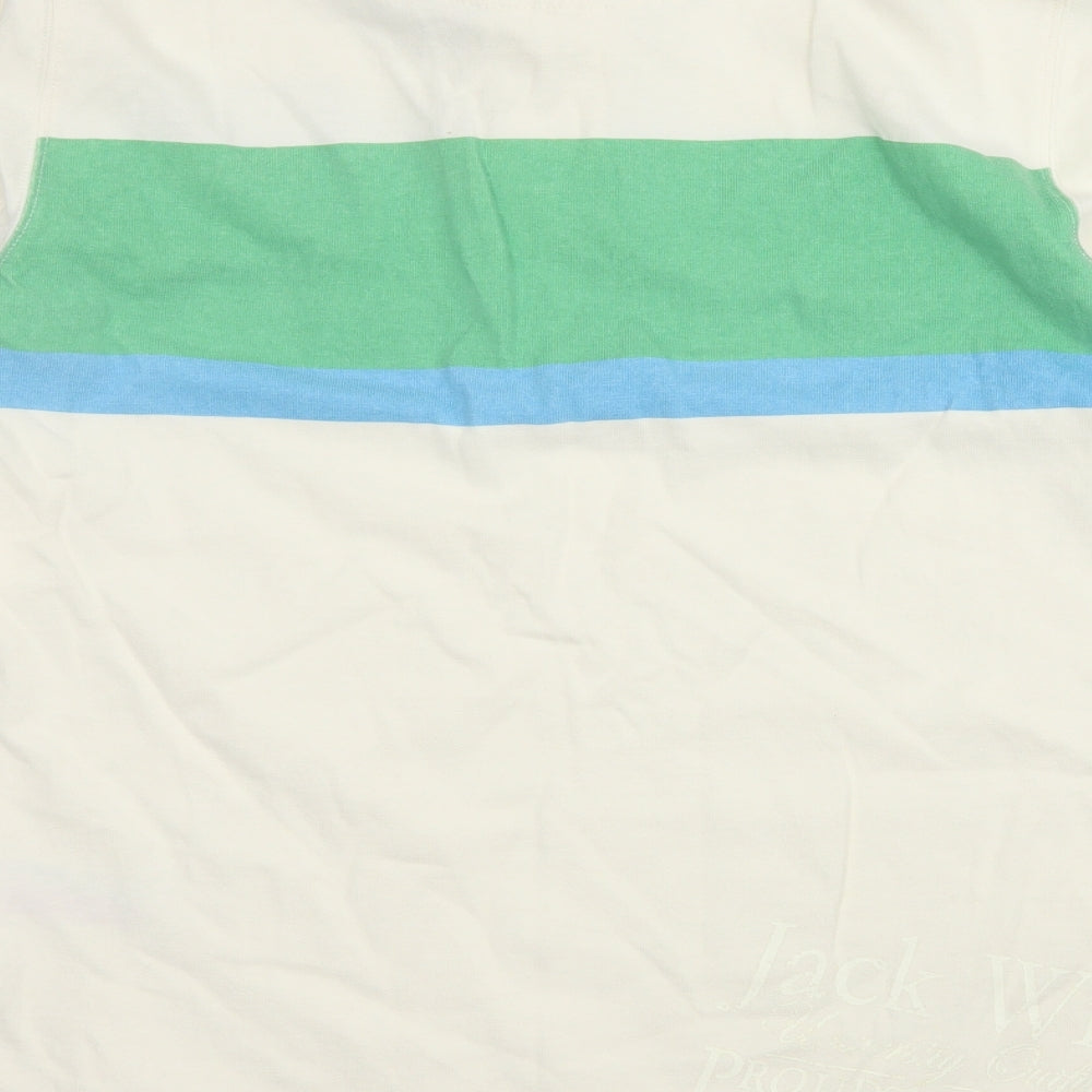Jack Wills Mens Ivory Striped Jersey  Polo Size S