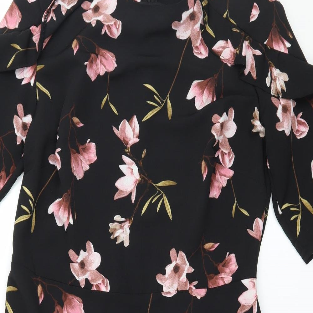 Atmosphere Womens Black Floral  A-Line  Size 14