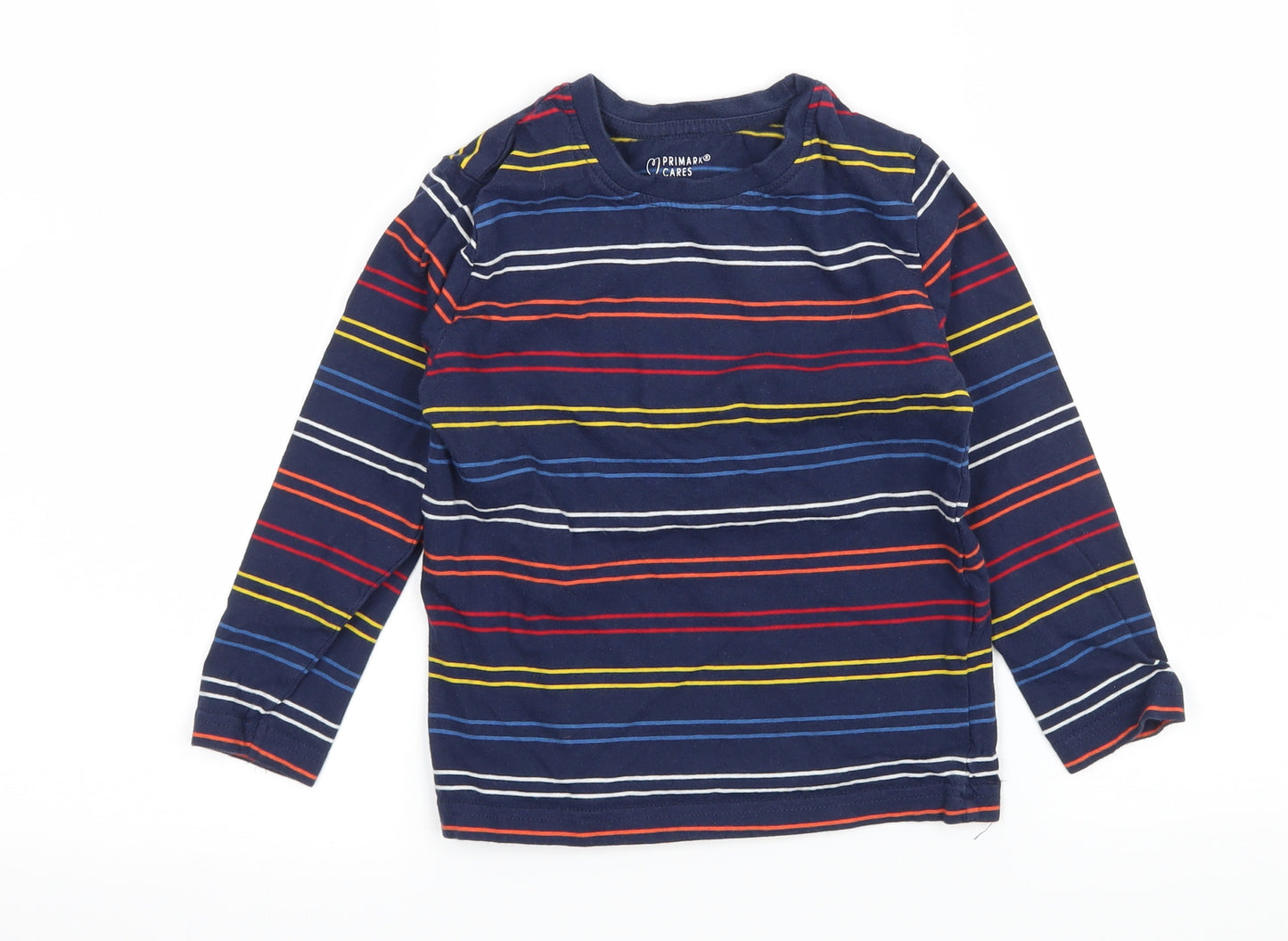 Primark Boys Blue Striped Jersey Basic T-Shirt Size 3-4 Years