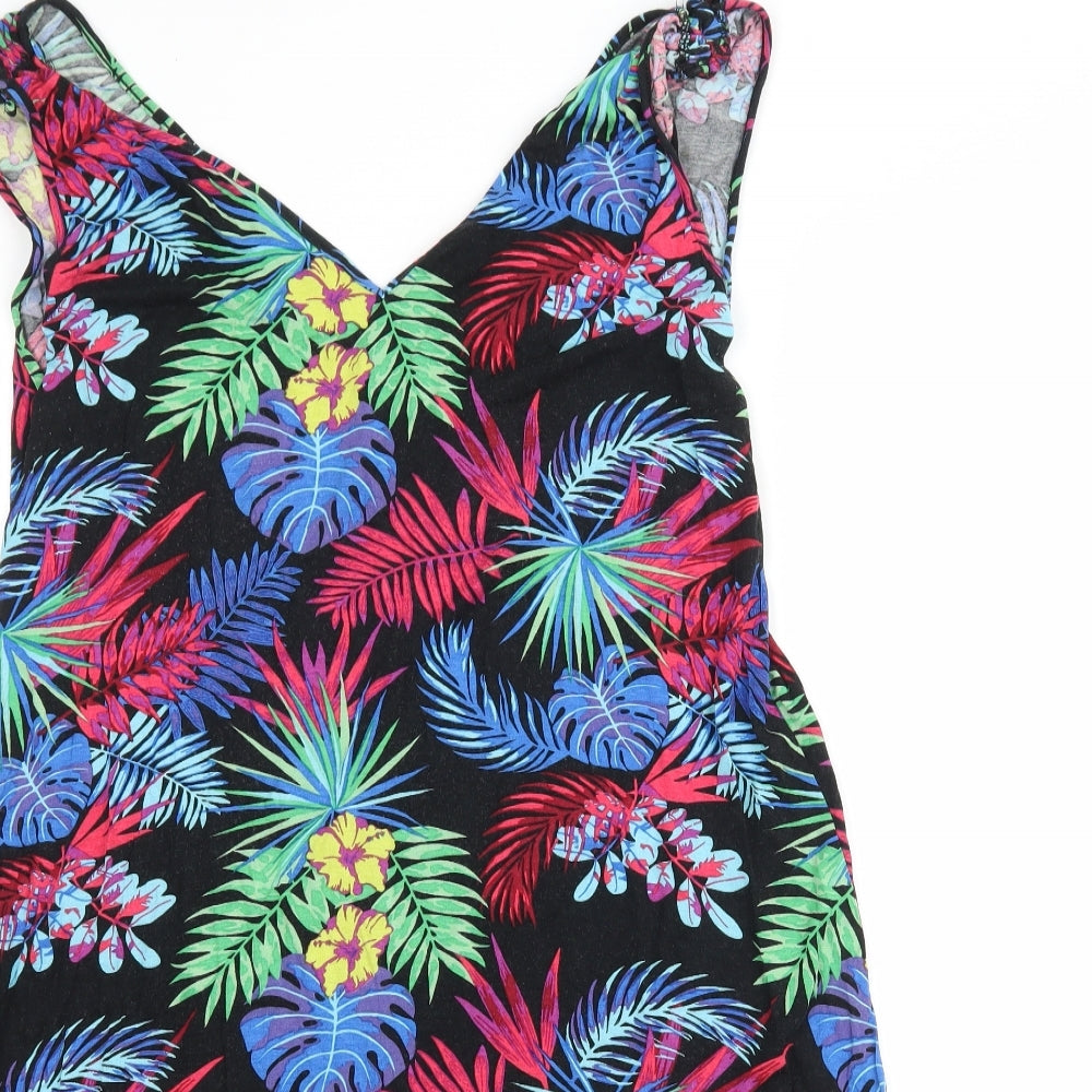 George Womens Black Floral Jersey Basic Tank Size 12