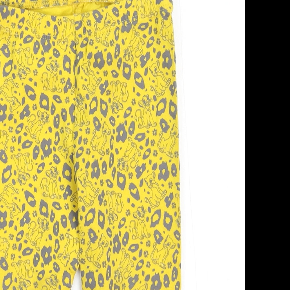 Primark Girls Yellow Animal Print  Capri Leggings Size 18-24 Months  - Lion King
