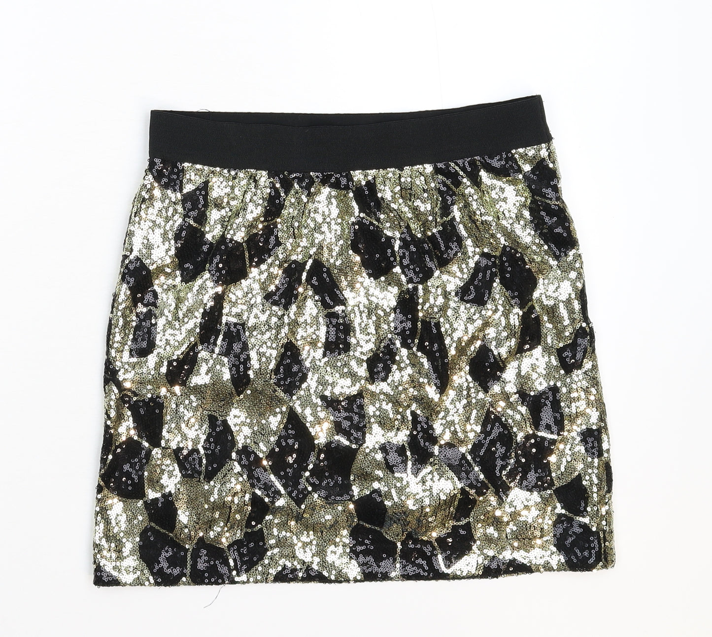 Papaya Womens Gold Geometric  Mini Skirt Size 8