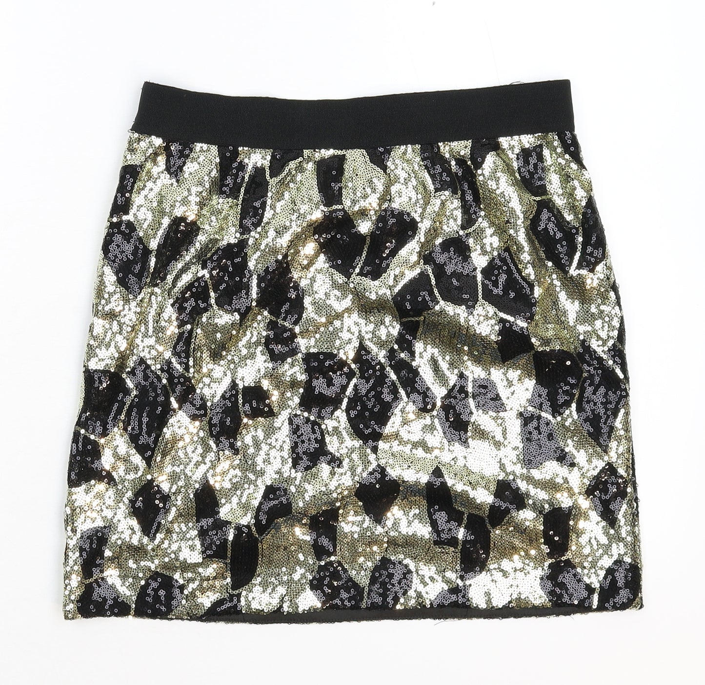 Papaya Womens Gold Geometric  Mini Skirt Size 8