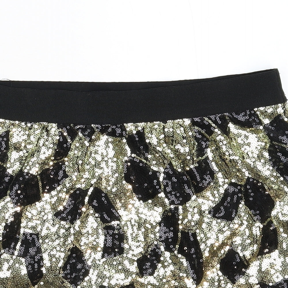 Papaya Womens Gold Geometric  Mini Skirt Size 8