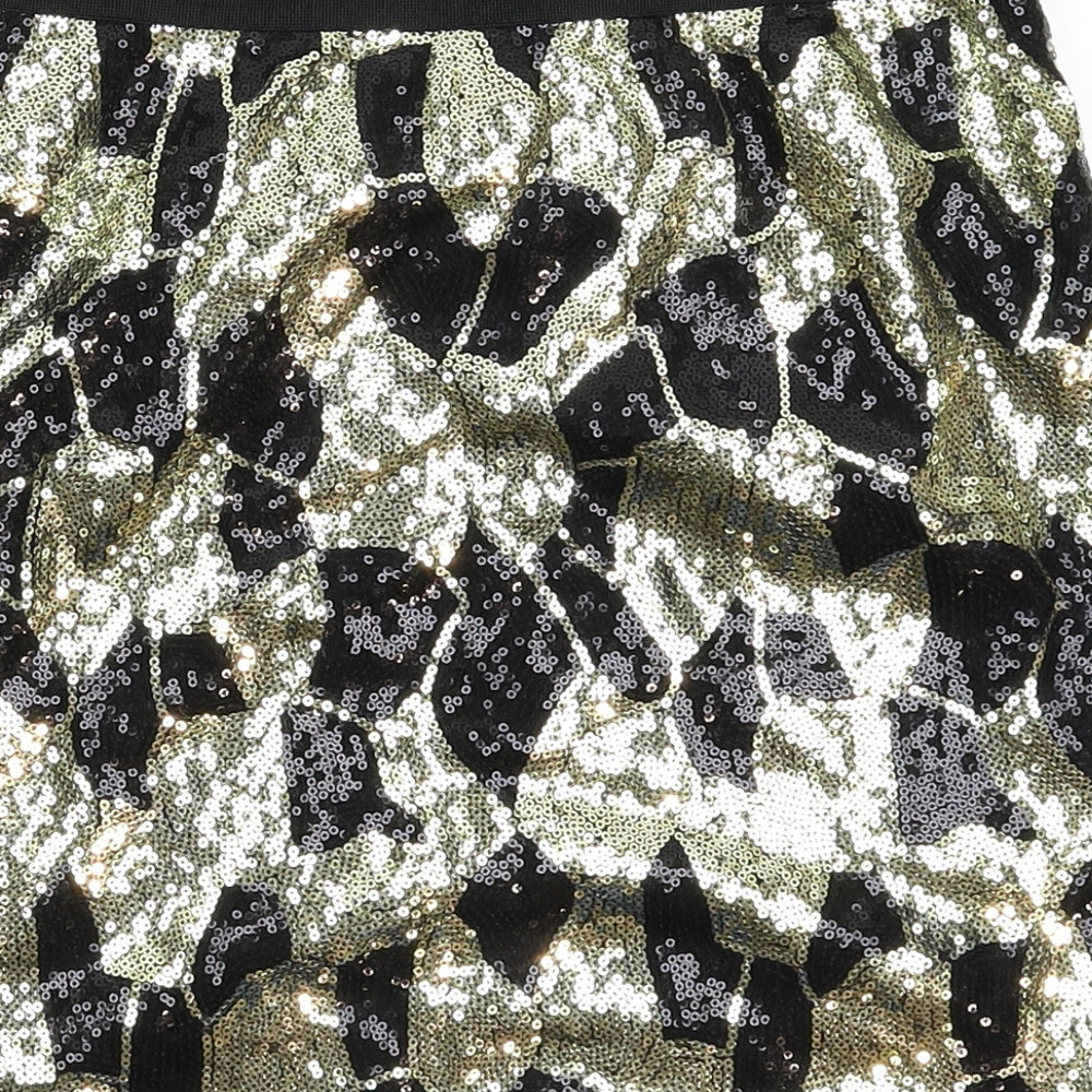 Papaya Womens Gold Geometric  Mini Skirt Size 8